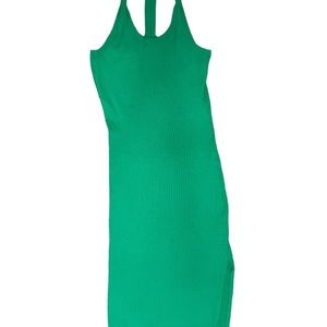 Halter knit green dress